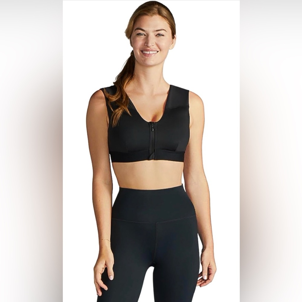 Tommie Copper Shoulder Support Compression Bra with Front Zipper Closure Wireles